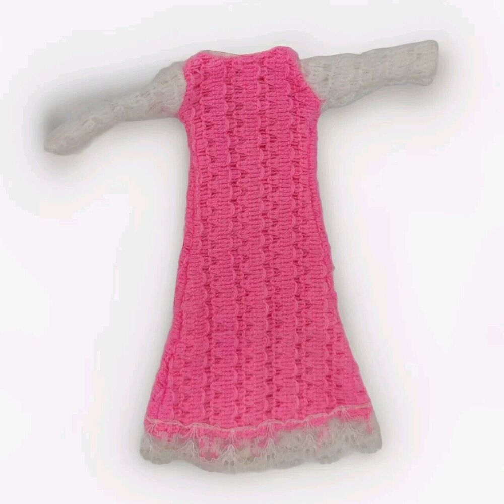 Vintage Barbie Clone Mod? Doll Dress 1970s? Crochet Or Knit Unbranded Handmade?
